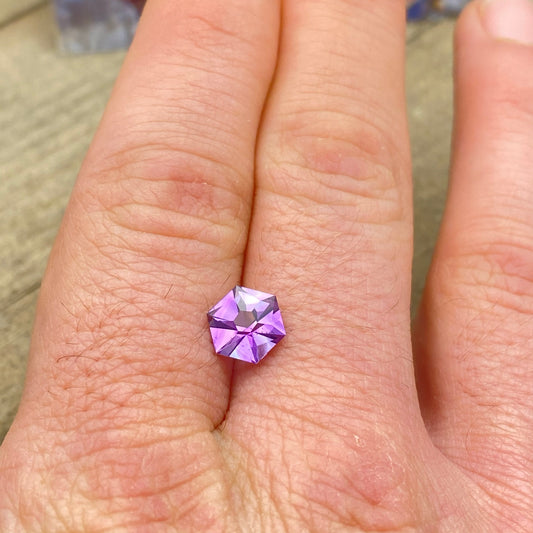 1.25 ct Brazilian Amethyst – Hexagon Cut, Dark Lavender