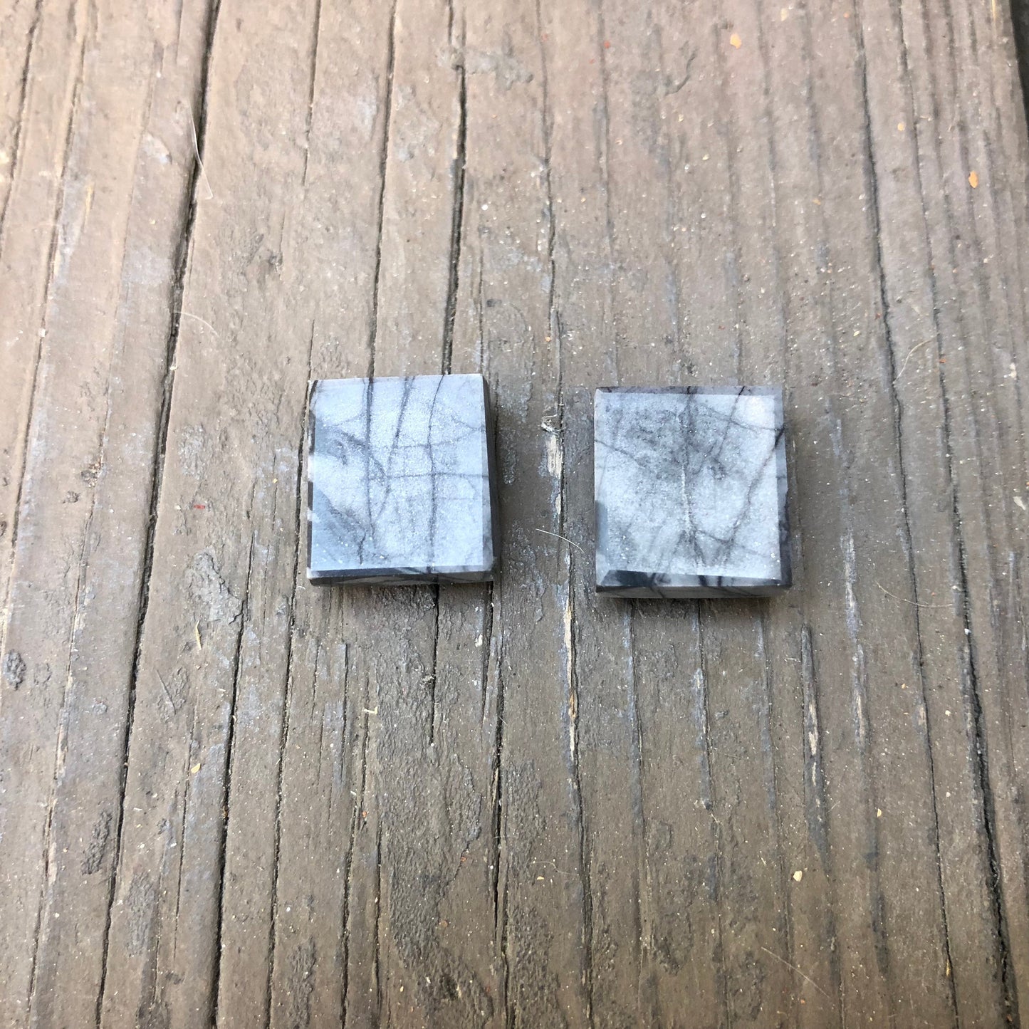 Picasso Marble Cabochons - Matched Pair - 29 carats (14 mm x 13 mm)