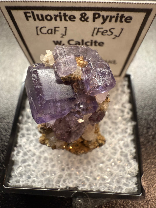 Fluorite & Pyrite with Calcite Specimen