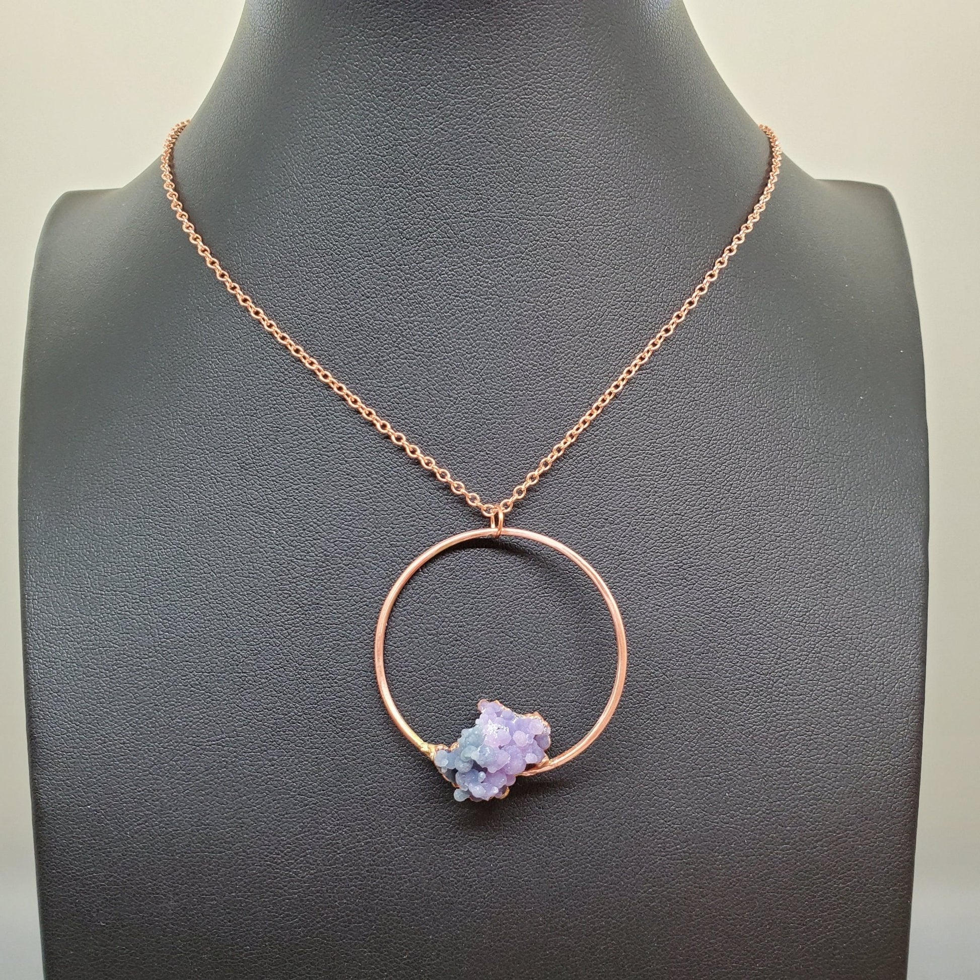 Bi - color Grape Agate with Electroformed Copper Hoop Necklace - Earth & Hammer