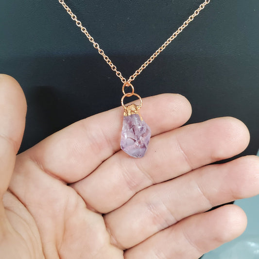 Electroformed Copper & Amethyst Pendant - Earth & Hammer