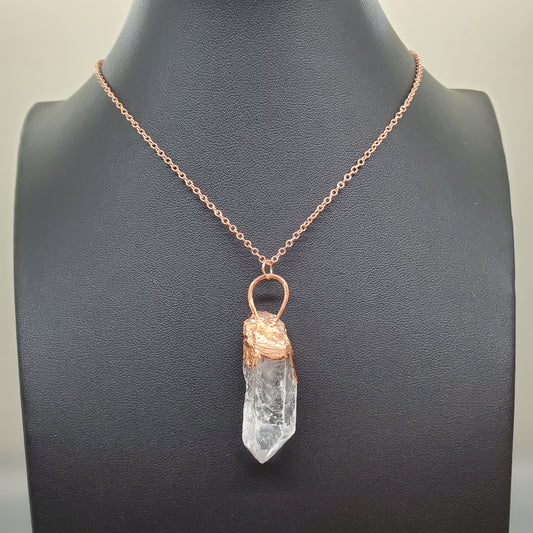 Quartz Crystal Necklace with Electroformed Copper