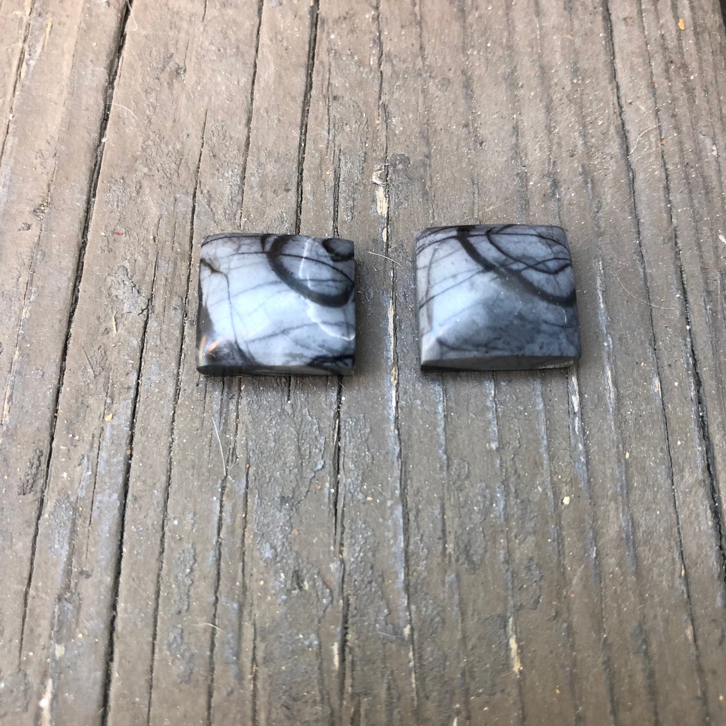 Picasso Marble Cabochons -  Matched Pair - 29 carats (14 mm x 13 mm)